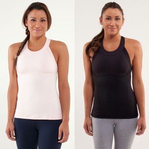 2 Lululemon Make It Count Tanks, Size 6, black and pink